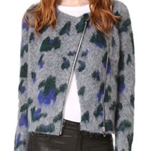 Elizabeth and James Yale Asymmetrical Zip Wool/Alpaca/Mohair Cardigan Sweater